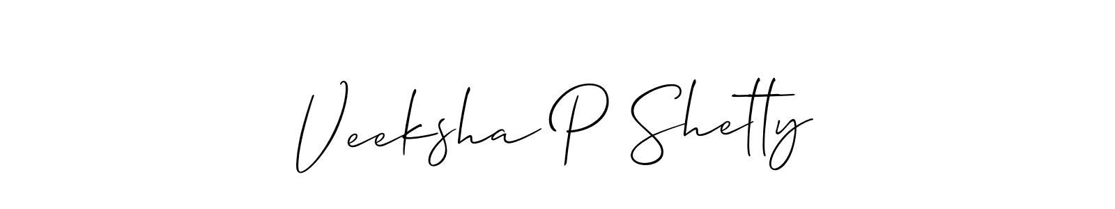 How to make Veeksha P Shetty signature? Allison_Script is a professional autograph style. Create handwritten signature for Veeksha P Shetty name. Veeksha P Shetty signature style 2 images and pictures png