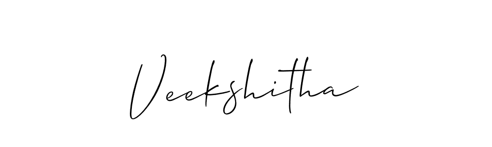 The best way (Allison_Script) to make a short signature is to pick only two or three words in your name. The name Veekshitha include a total of six letters. For converting this name. Veekshitha signature style 2 images and pictures png