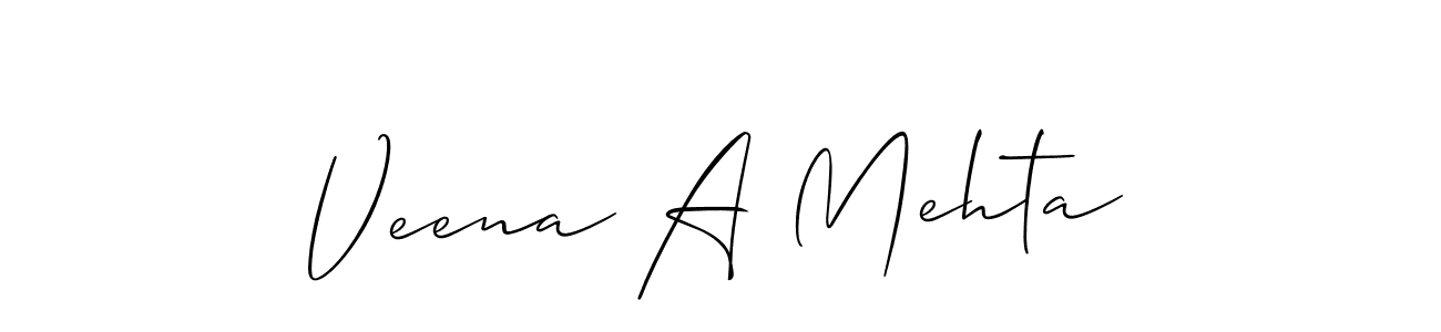 How to make Veena A Mehta signature? Allison_Script is a professional autograph style. Create handwritten signature for Veena A Mehta name. Veena A Mehta signature style 2 images and pictures png