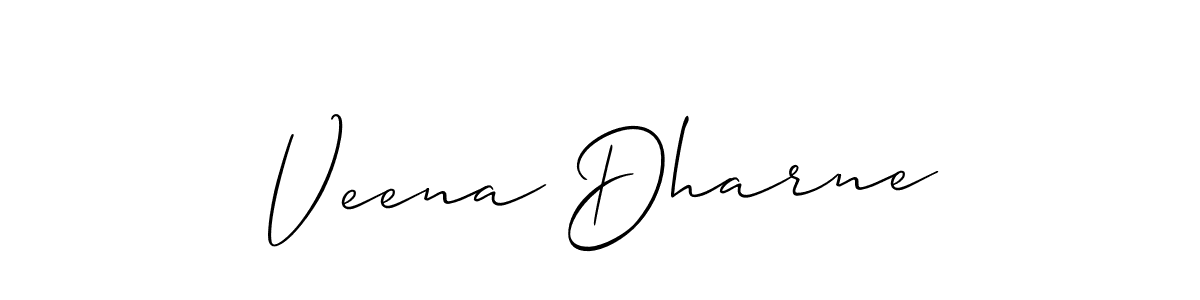 How to make Veena Dharne name signature. Use Allison_Script style for creating short signs online. This is the latest handwritten sign. Veena Dharne signature style 2 images and pictures png