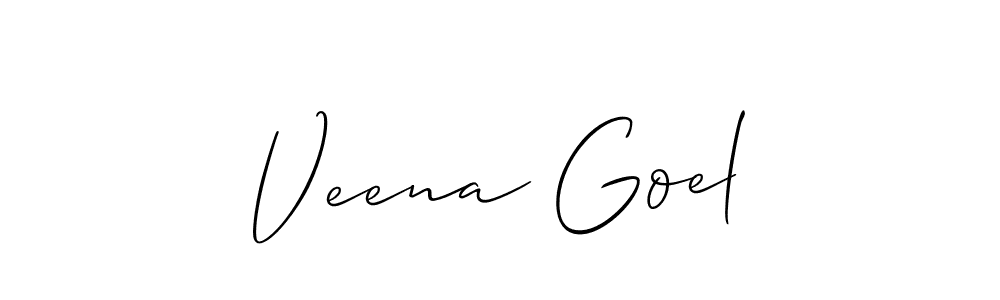 How to make Veena Goel name signature. Use Allison_Script style for creating short signs online. This is the latest handwritten sign. Veena Goel signature style 2 images and pictures png