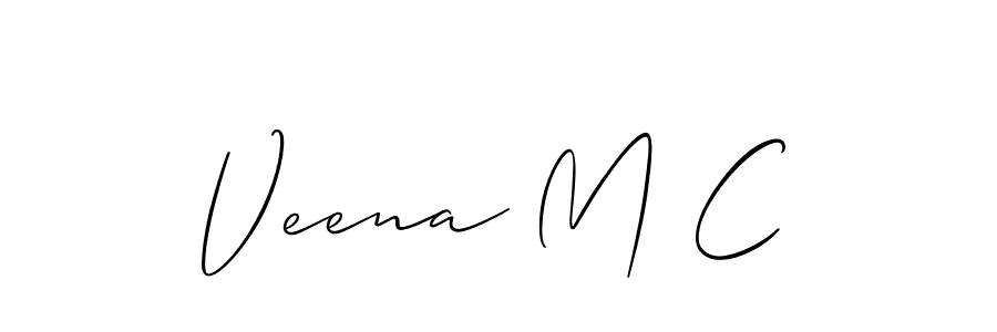 It looks lik you need a new signature style for name Veena M C. Design unique handwritten (Allison_Script) signature with our free signature maker in just a few clicks. Veena M C signature style 2 images and pictures png