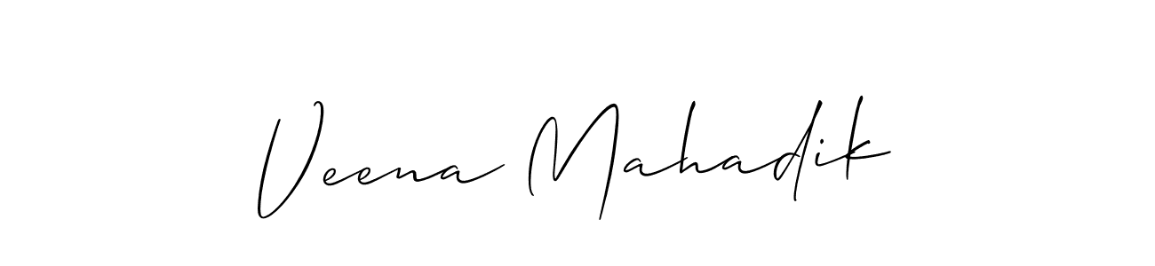 You should practise on your own different ways (Allison_Script) to write your name (Veena Mahadik) in signature. don't let someone else do it for you. Veena Mahadik signature style 2 images and pictures png