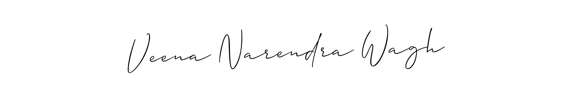 How to make Veena Narendra Wagh name signature. Use Allison_Script style for creating short signs online. This is the latest handwritten sign. Veena Narendra Wagh signature style 2 images and pictures png