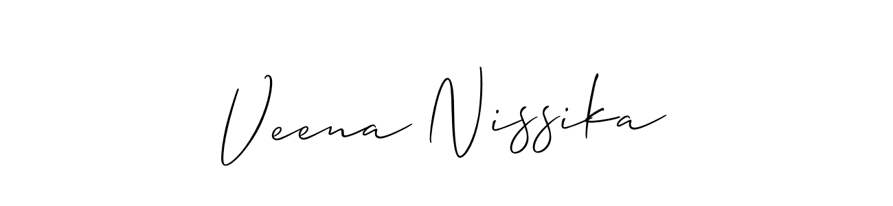 Similarly Allison_Script is the best handwritten signature design. Signature creator online .You can use it as an online autograph creator for name Veena Nissika. Veena Nissika signature style 2 images and pictures png