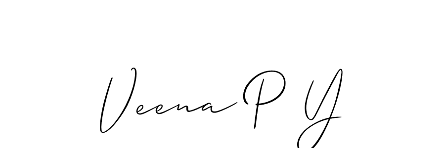 Use a signature maker to create a handwritten signature online. With this signature software, you can design (Allison_Script) your own signature for name Veena P Y. Veena P Y signature style 2 images and pictures png