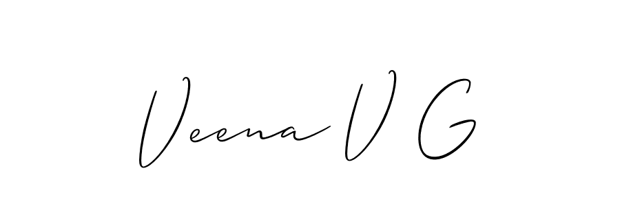 Make a short Veena V G signature style. Manage your documents anywhere anytime using Allison_Script. Create and add eSignatures, submit forms, share and send files easily. Veena V G signature style 2 images and pictures png