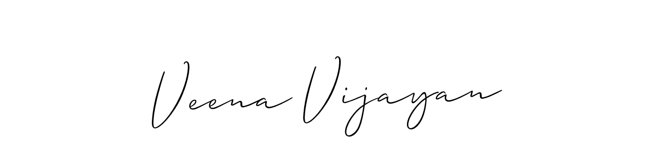 How to make Veena Vijayan name signature. Use Allison_Script style for creating short signs online. This is the latest handwritten sign. Veena Vijayan signature style 2 images and pictures png