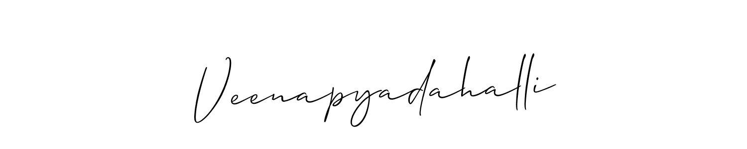 Create a beautiful signature design for name Veenapyadahalli. With this signature (Allison_Script) fonts, you can make a handwritten signature for free. Veenapyadahalli signature style 2 images and pictures png