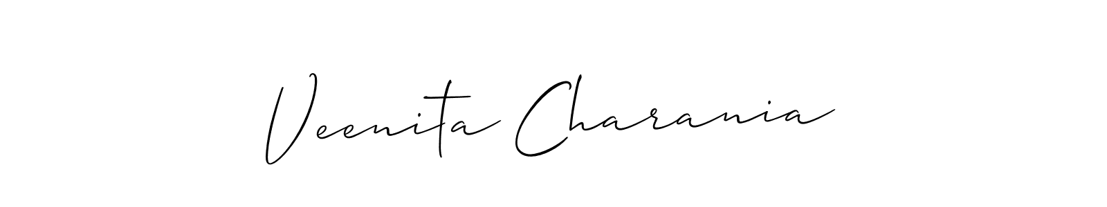 Similarly Allison_Script is the best handwritten signature design. Signature creator online .You can use it as an online autograph creator for name Veenita Charania. Veenita Charania signature style 2 images and pictures png