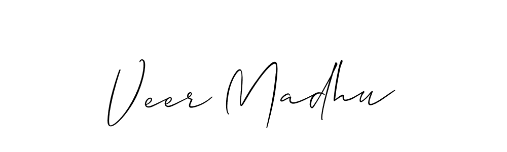 How to make Veer Madhu name signature. Use Allison_Script style for creating short signs online. This is the latest handwritten sign. Veer Madhu signature style 2 images and pictures png