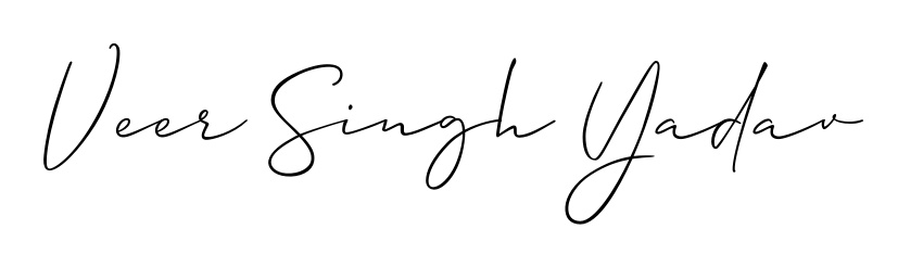 A stylish, flowing autograph style designed for name Veer Singh Yadav using Allison_Script typography. Perfect for digital creative projects. Veer Singh Yadav signature style 2 images and pictures png
