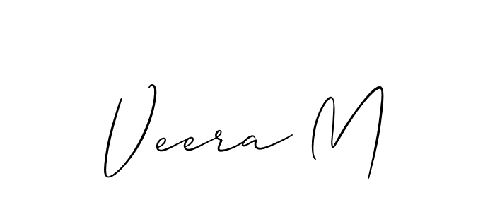 The best way (Allison_Script) to make a short signature is to pick only two or three words in your name. The name Veera M include a total of six letters. For converting this name. Veera M signature style 2 images and pictures png