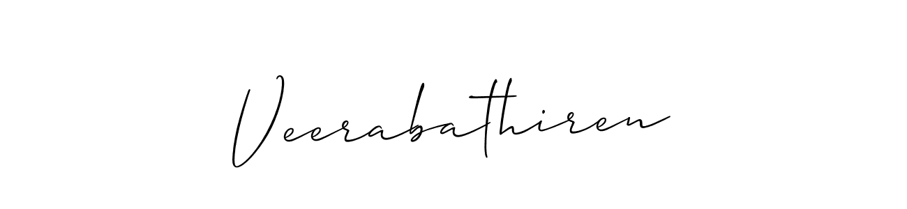 Also we have Veerabathiren name is the best signature style. Create professional handwritten signature collection using Allison_Script autograph style. Veerabathiren signature style 2 images and pictures png