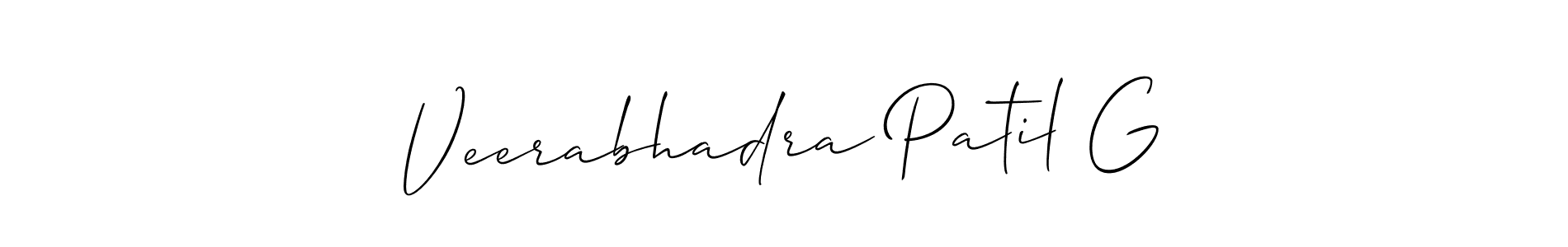 Use a signature maker to create a handwritten signature online. With this signature software, you can design (Allison_Script) your own signature for name Veerabhadra Patil G. Veerabhadra Patil G signature style 2 images and pictures png