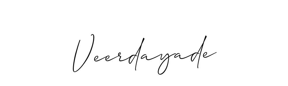 The best way (Allison_Script) to make a short signature is to pick only two or three words in your name. The name Veerdayade include a total of six letters. For converting this name. Veerdayade signature style 2 images and pictures png