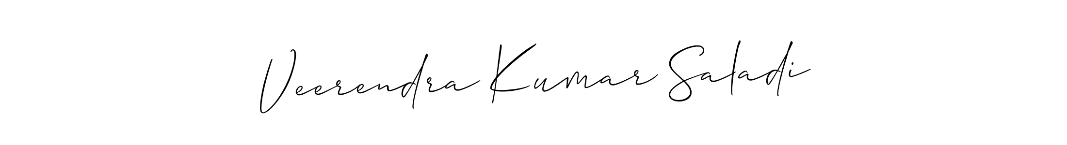 Make a beautiful signature design for name Veerendra Kumar Saladi. With this signature (Allison_Script) style, you can create a handwritten signature for free. Veerendra Kumar Saladi signature style 2 images and pictures png