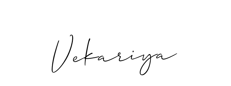 Also You can easily find your signature by using the search form. We will create Vekariya name handwritten signature images for you free of cost using Allison_Script sign style. Vekariya signature style 2 images and pictures png