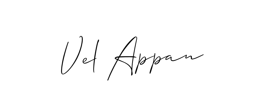 Also You can easily find your signature by using the search form. We will create Vel Appan name handwritten signature images for you free of cost using Allison_Script sign style. Vel Appan signature style 2 images and pictures png