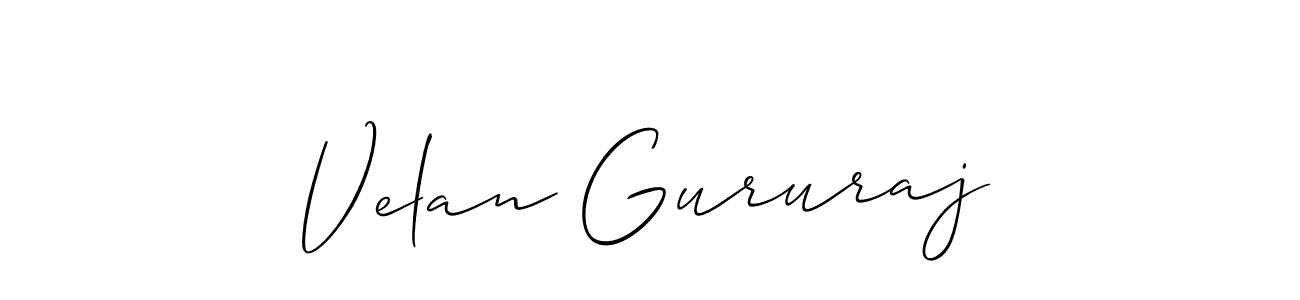 Allison_Script is a professional signature style that is perfect for those who want to add a touch of class to their signature. It is also a great choice for those who want to make their signature more unique. Get Velan Gururaj name to fancy signature for free. Velan Gururaj signature style 2 images and pictures png