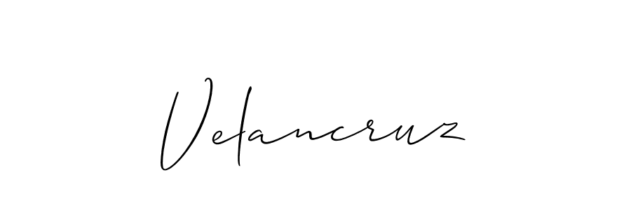 Use a signature maker to create a handwritten signature online. With this signature software, you can design (Allison_Script) your own signature for name Velancruz. Velancruz signature style 2 images and pictures png