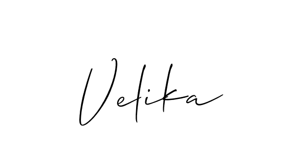 Make a beautiful signature design for name Velika. With this signature (Allison_Script) style, you can create a handwritten signature for free. Velika signature style 2 images and pictures png