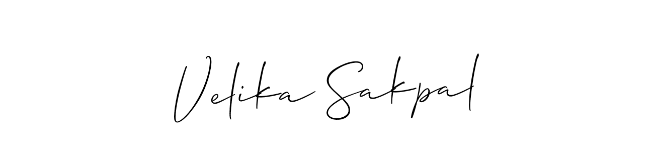 The best way (Allison_Script) to make a short signature is to pick only two or three words in your name. The name Velika Sakpal include a total of six letters. For converting this name. Velika Sakpal signature style 2 images and pictures png