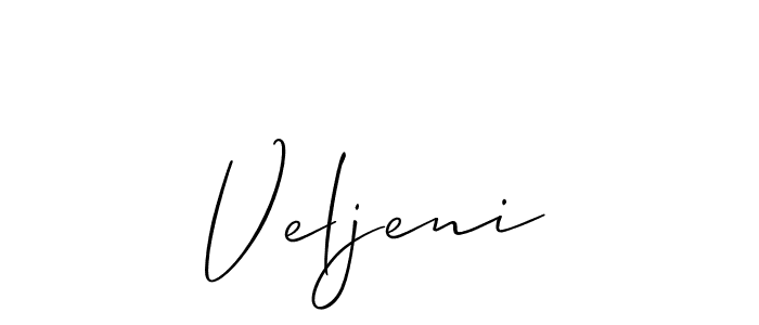 Use a signature maker to create a handwritten signature online. With this signature software, you can design (Allison_Script) your own signature for name Veljeni. Veljeni signature style 2 images and pictures png