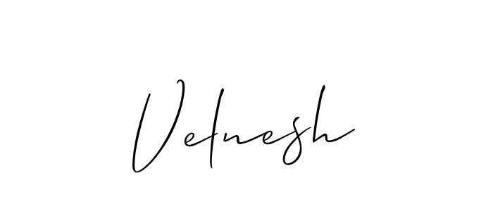 Allison_Script is a professional signature style that is perfect for those who want to add a touch of class to their signature. It is also a great choice for those who want to make their signature more unique. Get Velnesh name to fancy signature for free. Velnesh signature style 2 images and pictures png