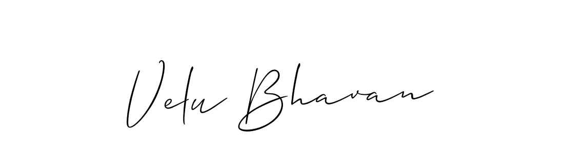 Make a beautiful signature design for name Velu Bhavan. With this signature (Allison_Script) style, you can create a handwritten signature for free. Velu Bhavan signature style 2 images and pictures png
