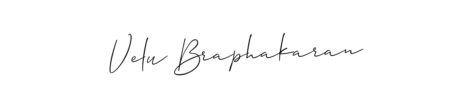 Make a beautiful signature design for name Velu Braphakaran. With this signature (Allison_Script) style, you can create a handwritten signature for free. Velu Braphakaran signature style 2 images and pictures png