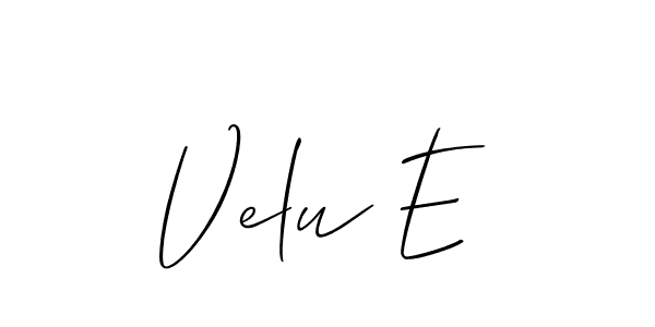 The best way (Allison_Script) to make a short signature is to pick only two or three words in your name. The name Velu E include a total of six letters. For converting this name. Velu E signature style 2 images and pictures png