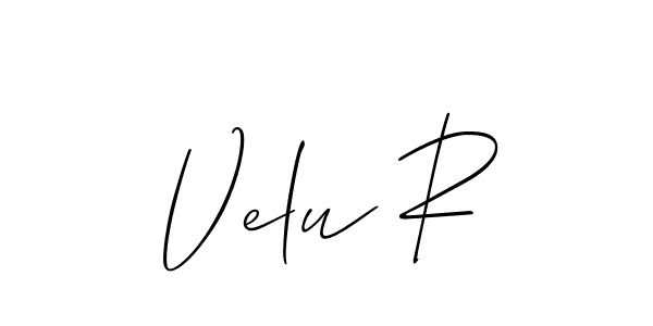 Use a signature maker to create a handwritten signature online. With this signature software, you can design (Allison_Script) your own signature for name Velu R. Velu R signature style 2 images and pictures png
