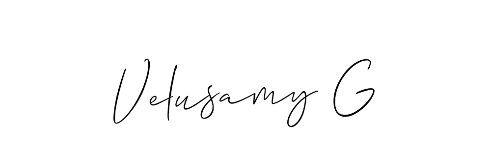 Make a beautiful signature design for name Velusamy G. With this signature (Allison_Script) style, you can create a handwritten signature for free. Velusamy G signature style 2 images and pictures png