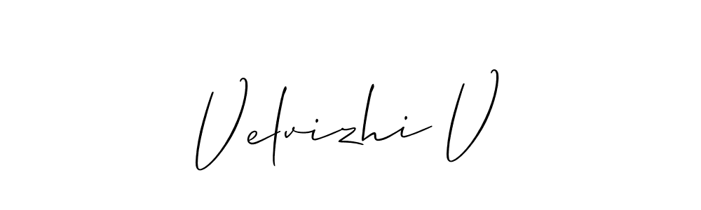 The best way (Allison_Script) to make a short signature is to pick only two or three words in your name. The name Velvizhi V include a total of six letters. For converting this name. Velvizhi V signature style 2 images and pictures png