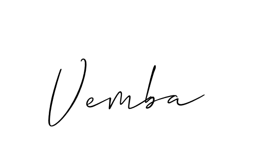 Create a beautiful signature design for name Vemba. With this signature (Allison_Script) fonts, you can make a handwritten signature for free. Vemba signature style 2 images and pictures png