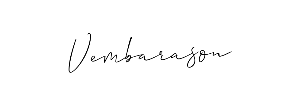 Design your own signature with our free online signature maker. With this signature software, you can create a handwritten (Allison_Script) signature for name Vembarason. Vembarason signature style 2 images and pictures png