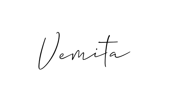 Create a beautiful signature design for name Vemita. With this signature (Allison_Script) fonts, you can make a handwritten signature for free. Vemita signature style 2 images and pictures png