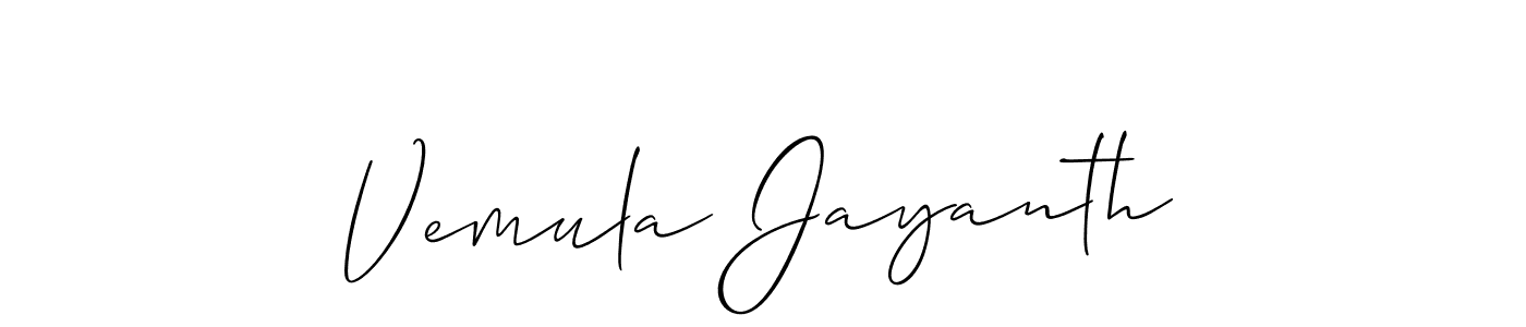 Use a signature maker to create a handwritten signature online. With this signature software, you can design (Allison_Script) your own signature for name Vemula Jayanth. Vemula Jayanth signature style 2 images and pictures png
