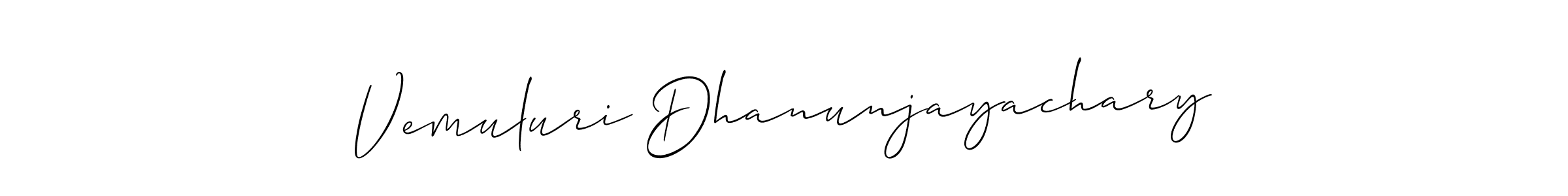 Make a beautiful signature design for name Vemuluri Dhanunjayachary. With this signature (Allison_Script) style, you can create a handwritten signature for free. Vemuluri Dhanunjayachary signature style 2 images and pictures png
