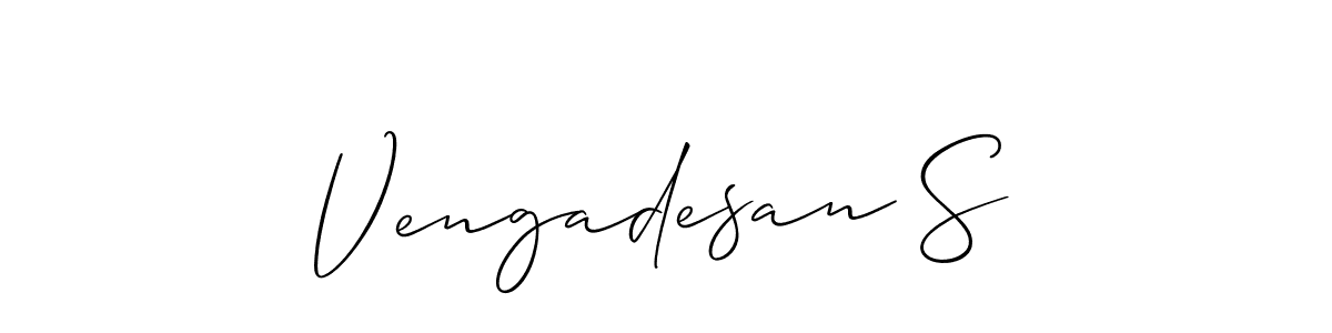 You should practise on your own different ways (Allison_Script) to write your name (Vengadesan S) in signature. don't let someone else do it for you. Vengadesan S signature style 2 images and pictures png