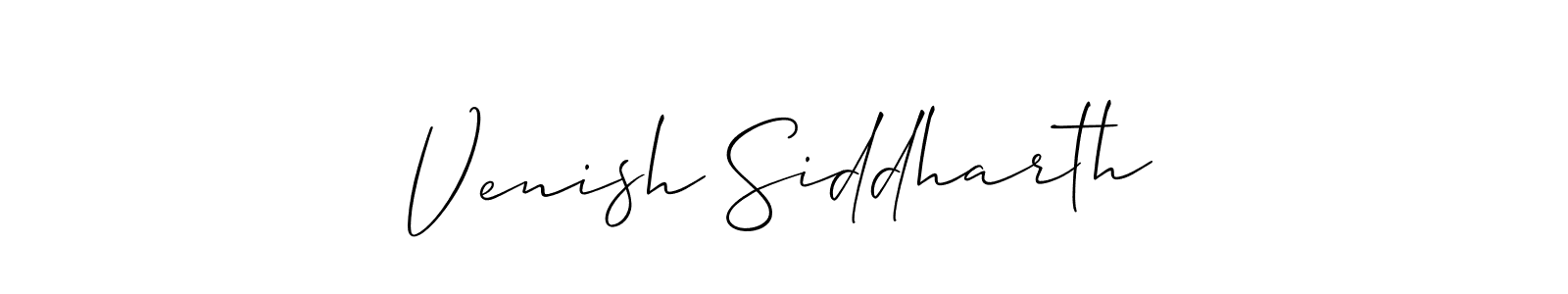 The best way (Allison_Script) to make a short signature is to pick only two or three words in your name. The name Venish Siddharth include a total of six letters. For converting this name. Venish Siddharth signature style 2 images and pictures png