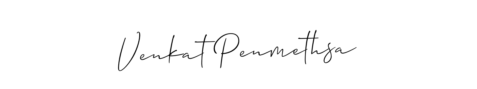 How to make Venkat Penmethsa name signature. Use Allison_Script style for creating short signs online. This is the latest handwritten sign. Venkat Penmethsa signature style 2 images and pictures png