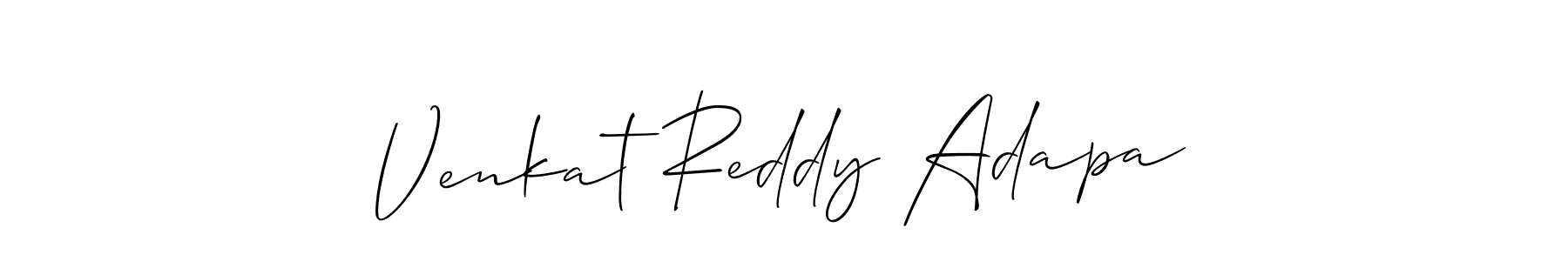 Similarly Allison_Script is the best handwritten signature design. Signature creator online .You can use it as an online autograph creator for name Venkat Reddy Adapa. Venkat Reddy Adapa signature style 2 images and pictures png