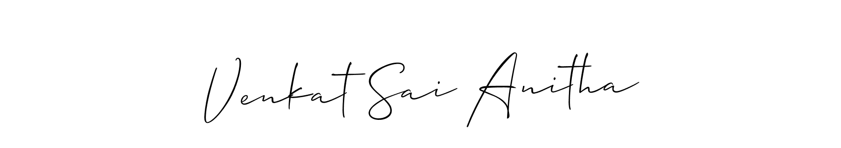 Allison_Script is a professional signature style that is perfect for those who want to add a touch of class to their signature. It is also a great choice for those who want to make their signature more unique. Get Venkat Sai Anitha name to fancy signature for free. Venkat Sai Anitha signature style 2 images and pictures png