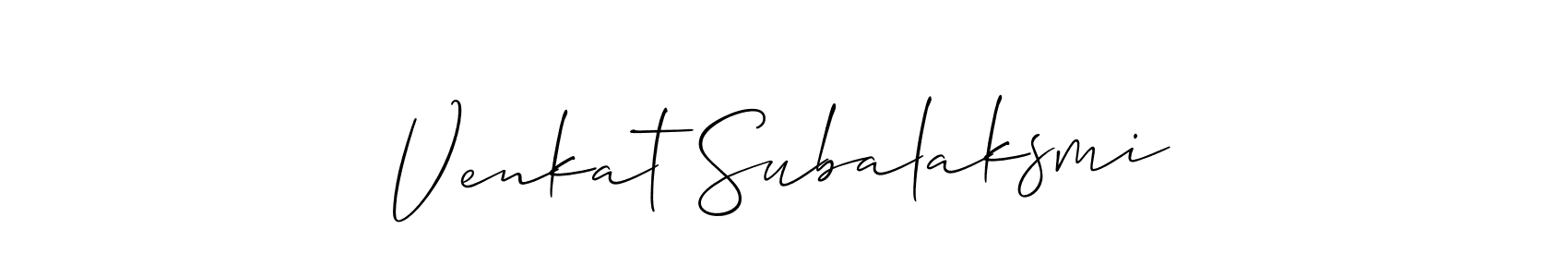Use a signature maker to create a handwritten signature online. With this signature software, you can design (Allison_Script) your own signature for name Venkat Subalaksmi. Venkat Subalaksmi signature style 2 images and pictures png