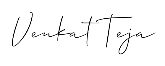 How to make Venkat Teja name signature. Use Allison_Script style for creating short signs online. This is the latest handwritten sign. Venkat Teja signature style 2 images and pictures png