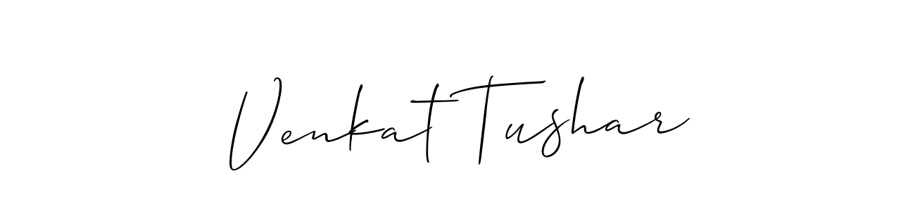The best way (Allison_Script) to make a short signature is to pick only two or three words in your name. The name Venkat Tushar include a total of six letters. For converting this name. Venkat Tushar signature style 2 images and pictures png
