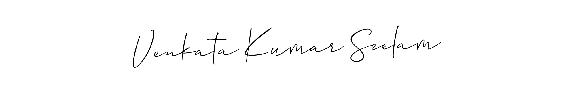 if you are searching for the best signature style for your name Venkata Kumar Seelam. so please give up your signature search. here we have designed multiple signature styles  using Allison_Script. Venkata Kumar Seelam signature style 2 images and pictures png