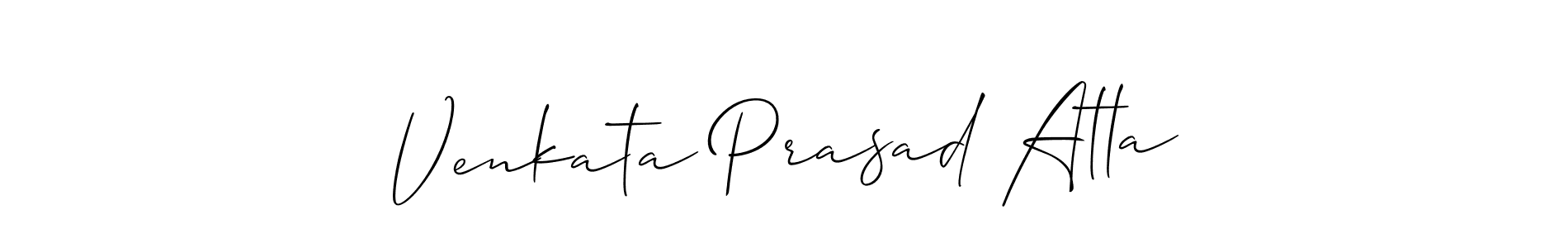 The best way (Allison_Script) to make a short signature is to pick only two or three words in your name. The name Venkata Prasad Atla include a total of six letters. For converting this name. Venkata Prasad Atla signature style 2 images and pictures png